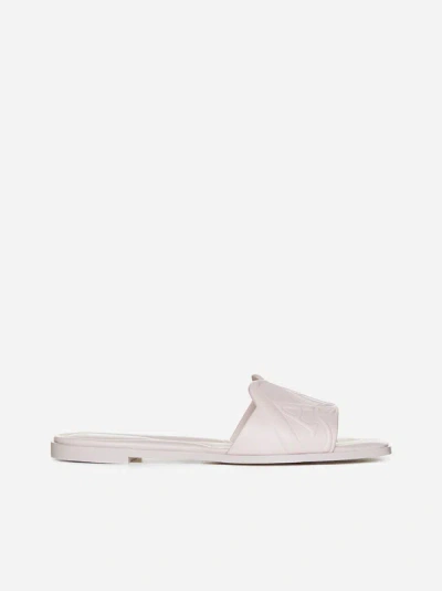 Shop Alexander Mcqueen Seal Leather Flat Sandals In Clay