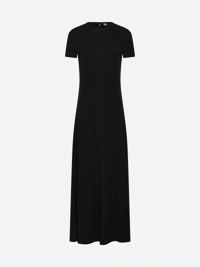 Shop Totême Viscose-blend Long Dress In Black
