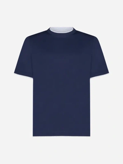 Shop Brunello Cucinelli Cotton T-shirt In Midnight Blue