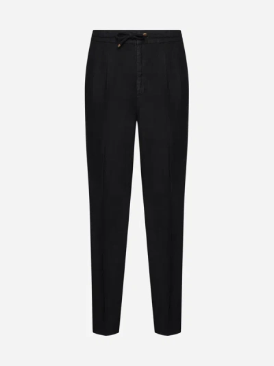 Shop Brunello Cucinelli Linen Trousers In Black