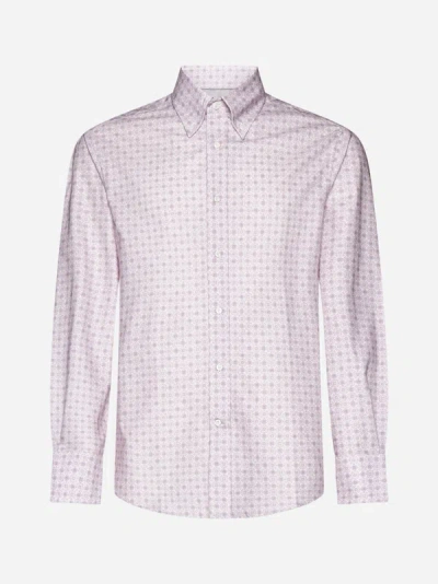 Shop Brunello Cucinelli Print Cotton Shirt In Pink
