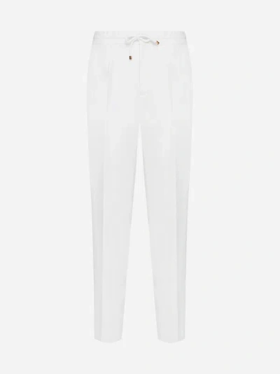 Shop Brunello Cucinelli Linen Trousers In White
