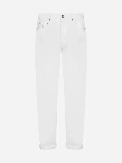 Shop Brunello Cucinelli Turn-up Jeans In White