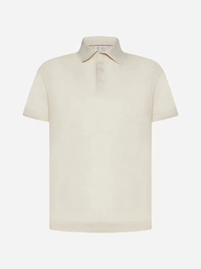 Shop Brunello Cucinelli Linen And Cotton Polo Shirt In Beige