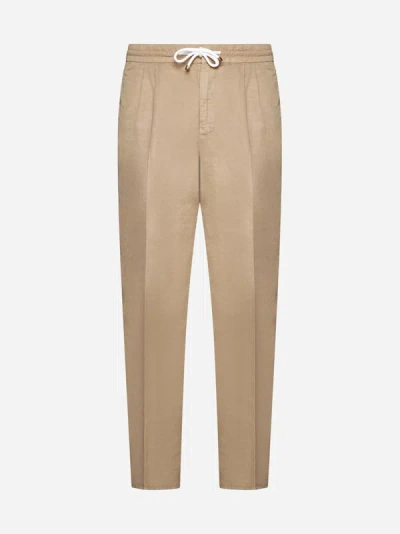 Shop Brunello Cucinelli Linen And Cotton Trousers In Beige