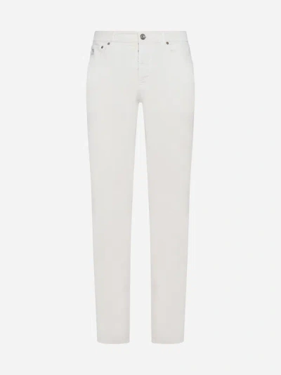 Shop Brunello Cucinelli Stretch Cotton Chino Trousers In Off White