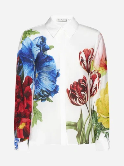 Shop Alice And Olivia Willa Print Silk Shirt In Le Parisien