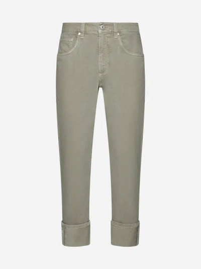 Shop Brunello Cucinelli Turn-up Jeans In Green