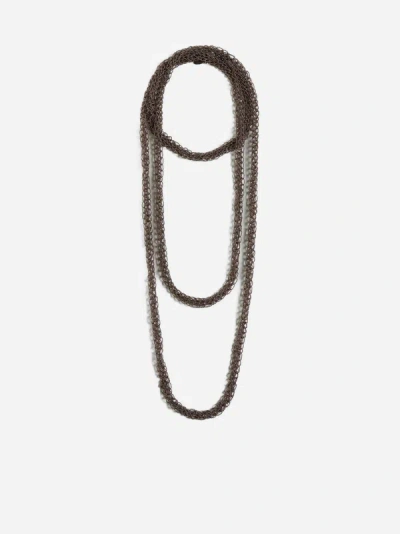 Shop Brunello Cucinelli Monile Multi-strand Necklace In Bronze