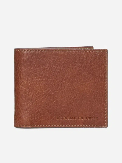 Shop Brunello Cucinelli Leather Bifold Wallet In Brown