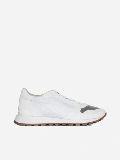 Shop Brunello Cucinelli Mix Materials Sneakers In White
