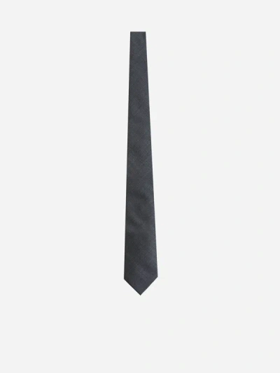 Shop Brunello Cucinelli Wool Tie In Lead Grey