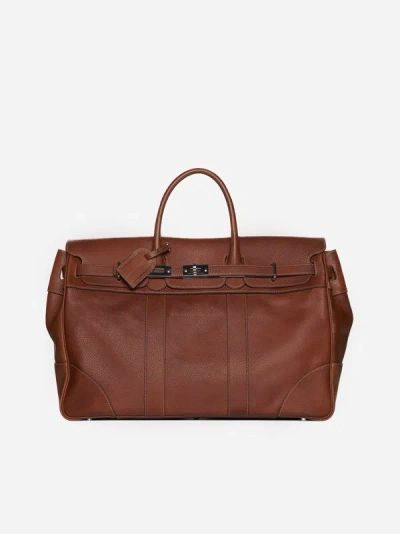 Shop Brunello Cucinelli Leather Duffel Bag In Brown