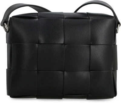 Shop Bottega Veneta Cassette Leather Camera Bag In Black