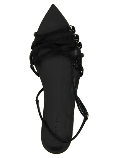 Shop Nensi Dojaka Satin Leather Sandals In Black