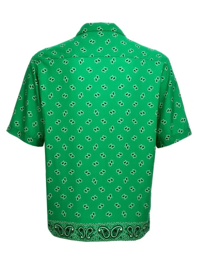 Shop Palm Angels 'paisley Bowling' Shirt In Green