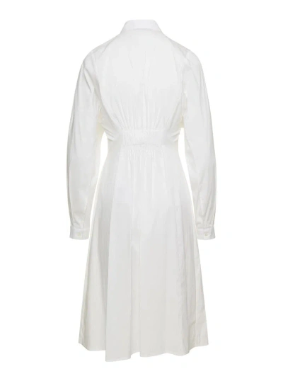 Shop Semicouture White Poplin Shirt Dress In Cotton Woman
