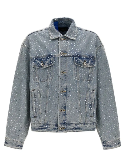 Shop Purple Brand 'crystal Galore' Denim Jacket In Blue