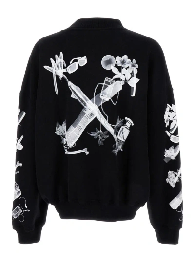 Shop Off-white Black Sweatshirt With Scan Arrow Detail In Cotton Man