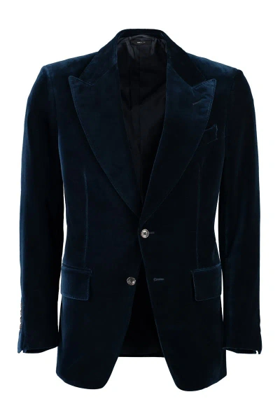 Shop Tom Ford Atticus Velvet Jacket In Blue