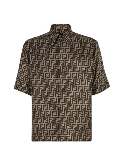 Shop Fendi Brown Silk Shirt