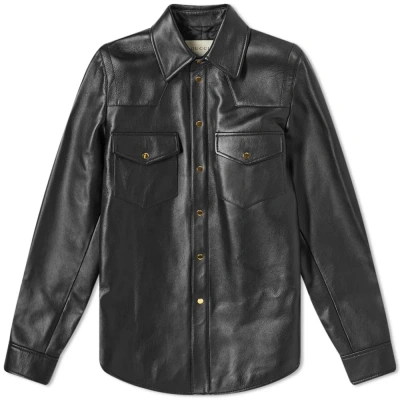 Shop Gucci Black Leather Jacket