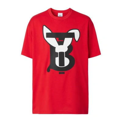 Shop Burberry Red Cotton T-shirt