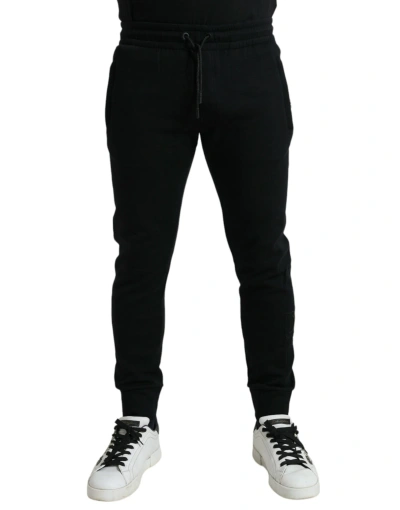 Shop Dolce & Gabbana Black Cotton Blend Jogger Men Sweatpants Pants