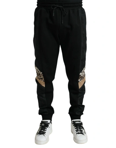 Shop Dolce & Gabbana Black Cotton Slim Stretch Jogger Pants
