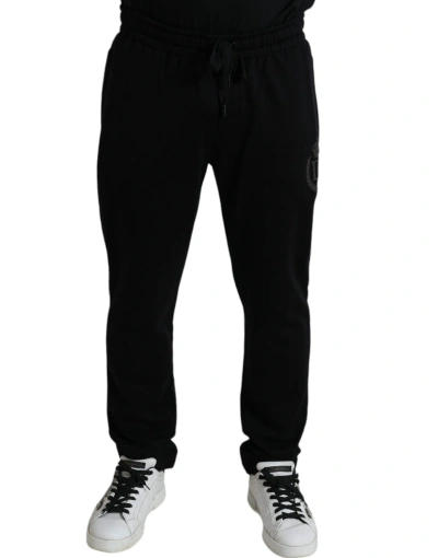 Shop Dolce & Gabbana Black Dg Logo Skinny Jogger Sweatpants Pants