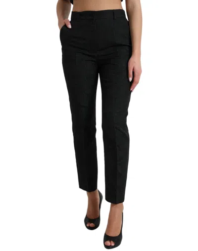 Dolce & Gabbana Black Dress Cropped Straight Straight Pants In Black