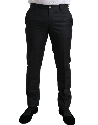 Shop Dolce & Gabbana Black Slim Cotton Formal Dress Pants