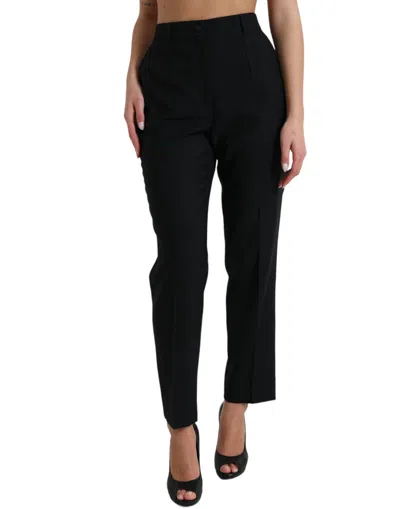 Dolce & Gabbana Black Dress Cropped Straight Straight Pants In Black
