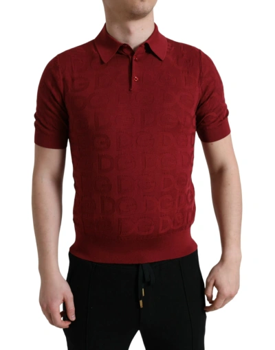Shop Dolce & Gabbana Maroon Collared Short Sleeve Silk T-shirt In Red