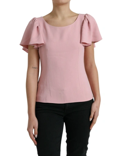 Shop Dolce & Gabbana Pink Short Sleeves Round Neck Blouse Top