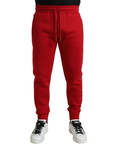 Shop Dolce & Gabbana Red Cotton Blend Skinny Jogger Pants