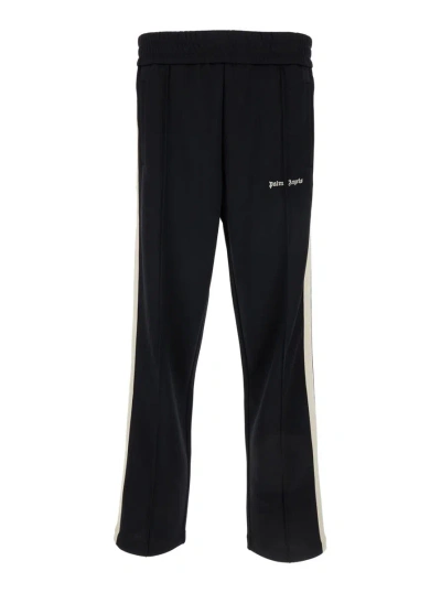Shop Palm Angels Black Trousers With Elastic Waistband In Techno Fabric Man