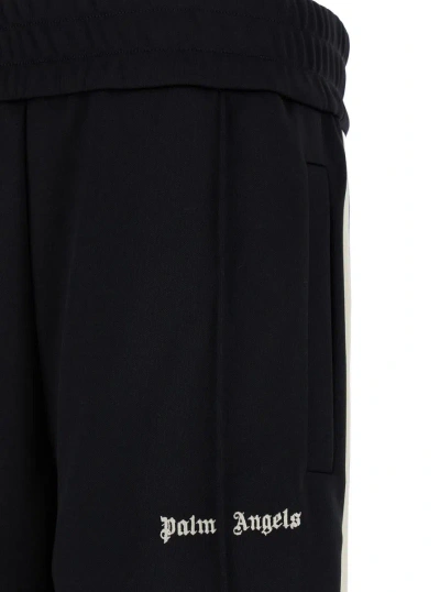 Shop Palm Angels Black Trousers With Elastic Waistband In Techno Fabric Man
