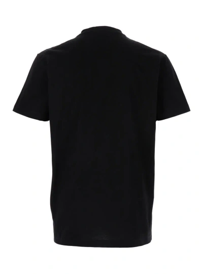Shop Dsquared2 Black Crewneck T-shirt With Logo Print In Cotton Jersey Man
