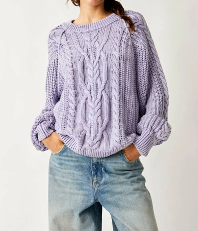 Shop Free People Frankie Cable Sweater In Heavenly Lavender In Multi