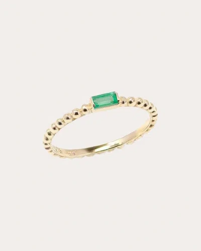 Shop Anzie Women's Dew Drop Emerald Baguette Ring In Green