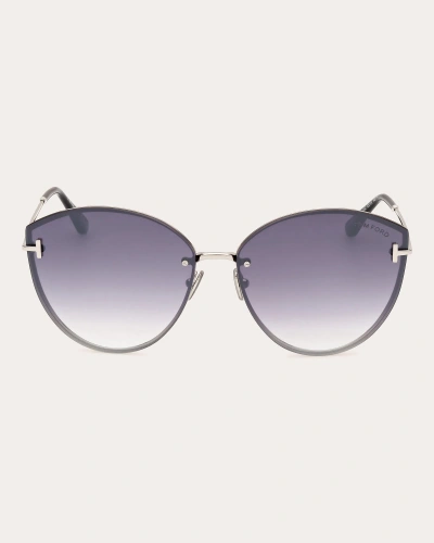 Shop Tom Ford Women's Palladium Evangeline Cat-eye Sunglasses In Grey