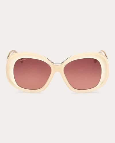 Shop Max Mara Women's Ivory Edna Oversized Round Sunglasses In White