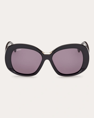 Shop Max Mara Women's Shiny Black Edna Oversized Round Sunglasses
