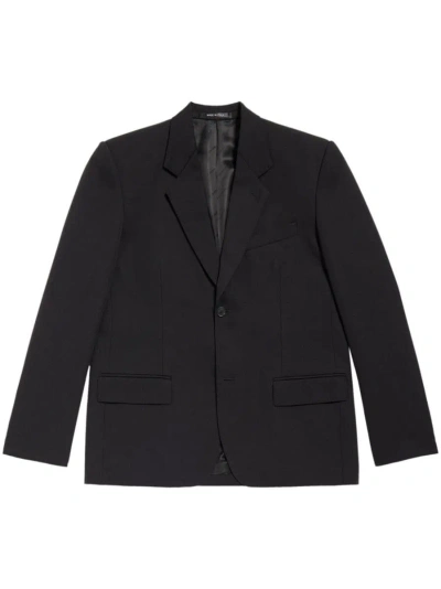 Shop Balenciaga Wool Single-breasted Blazer Jacket In Black