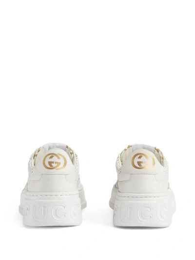 Shop Gucci Chunky Leateher Sneakers In White
