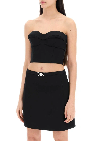 Shop Versace Padded Cup Bustier Top With In Black