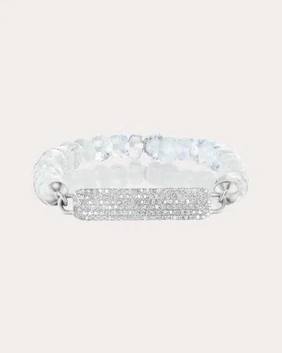 Sheryl Lowe Women's Rainbow Moonstone & Diamond Pavé Id Bracelet In Silver