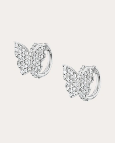 Shop Sheryl Lowe Women's Diamond Pavé Butterfly Huggie Earrings In Silver