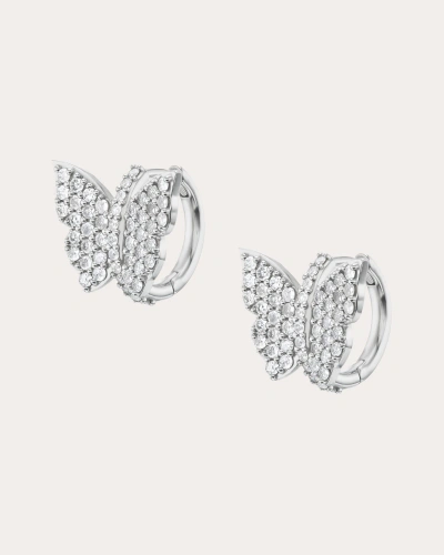 Sheryl Lowe Pave Diamond Butterfly Huggie Earrings In Silver